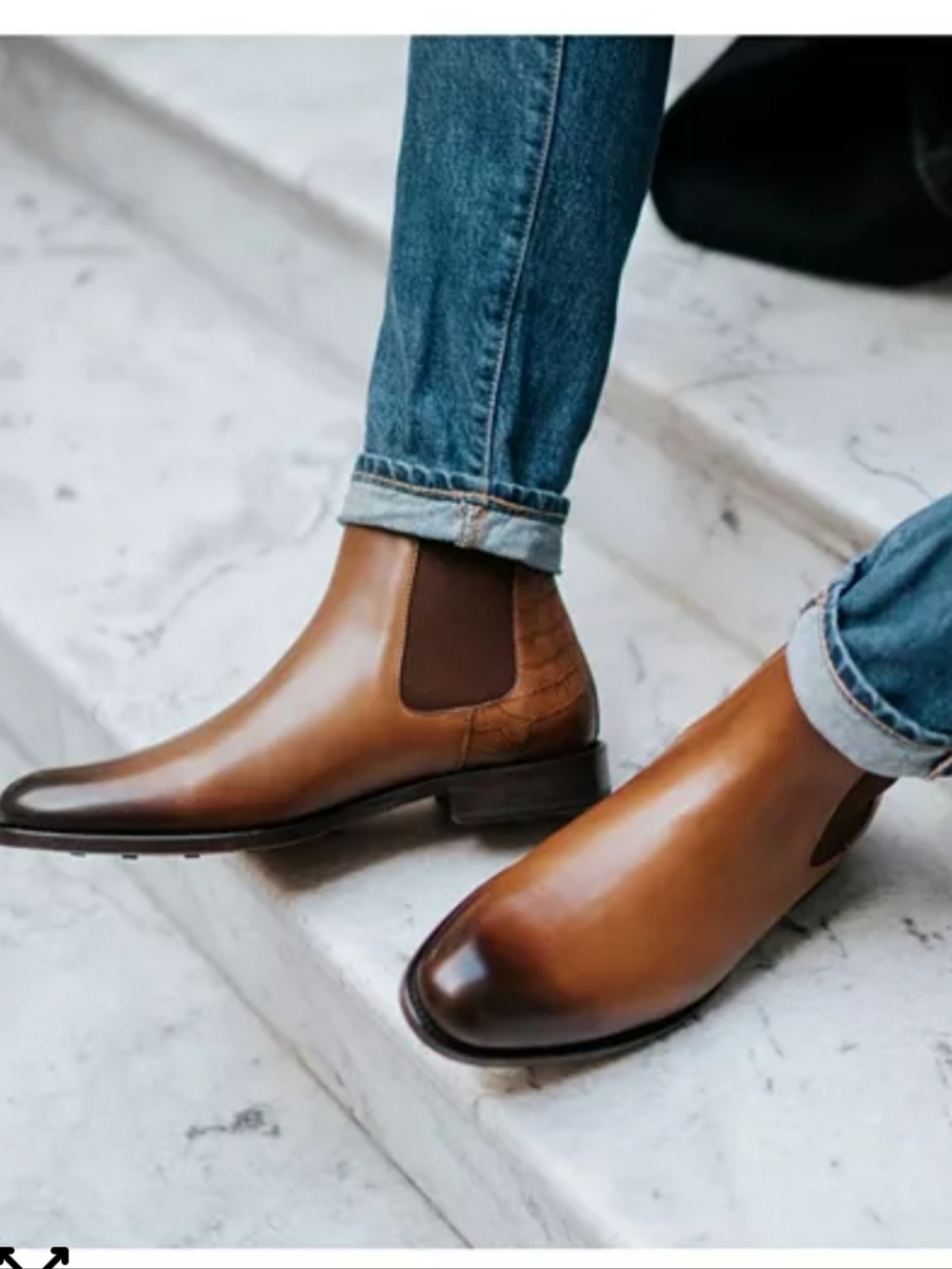 Taft Men's Hiro Leather &  Embossed Croc Details Chelsea Boots - Size 42 (9)